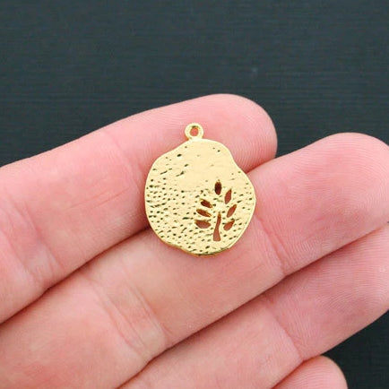 6 breloques ton or antique arbre 2 faces - GC465