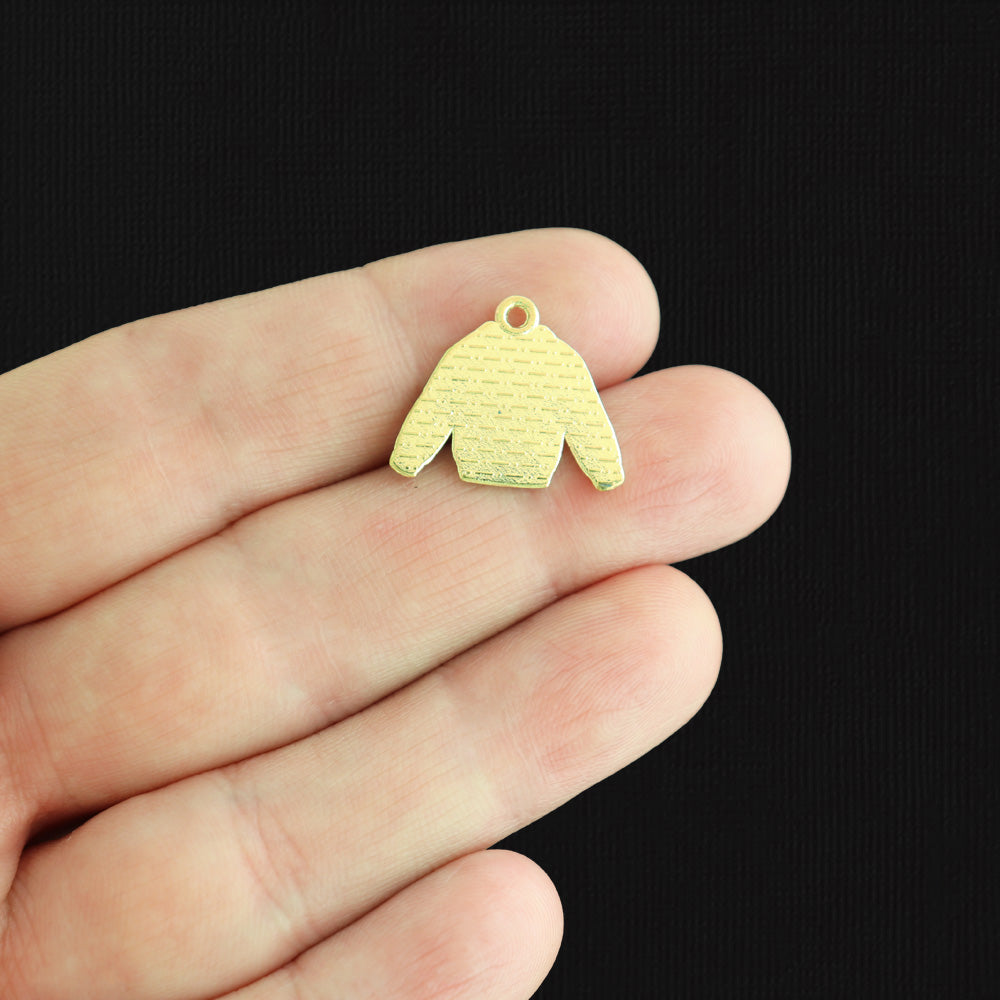 6 Ugly Christmas Sweater Gold Tone Enamel Charms - E1617