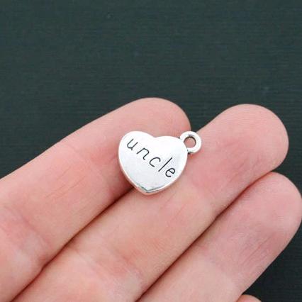 6 Uncle Antique Silver Tone Charms 2 Sided - SC4688