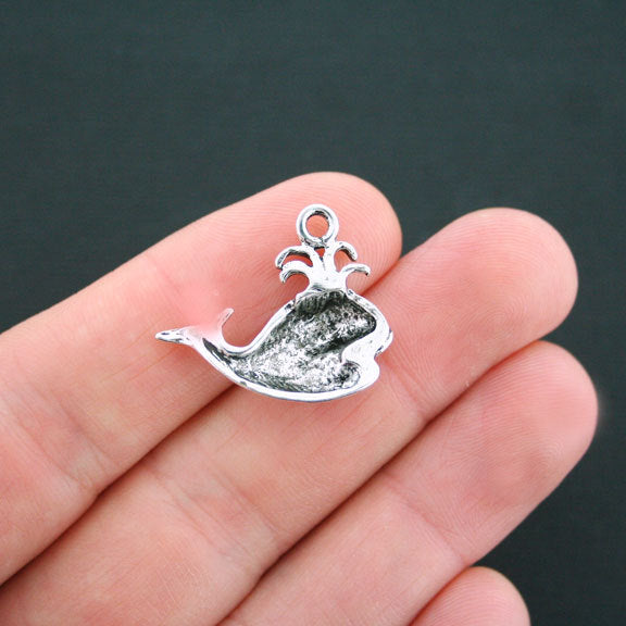 6 Whale Antique Silver Tone Charms - SC481