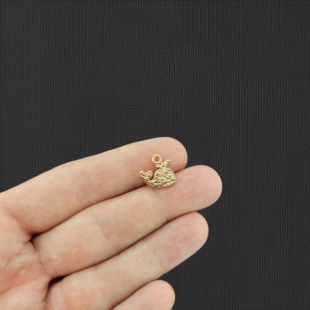 6 Whale Gold Tone Enamel Charms - E025