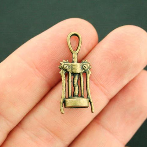 6 Wine Opener Antique Bronze Tone Charms 3D - BC667