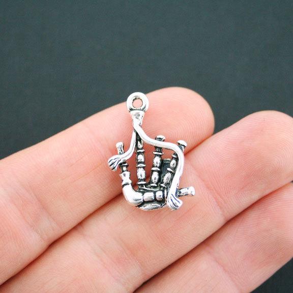 6 Bagpipes Antique Silver Tone Charms - SC4934