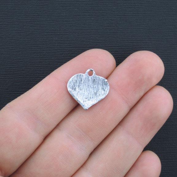 6 Band Heart Antique Silver Tone Charms - SC1259