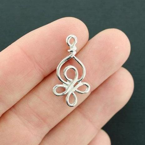6 Celtic Knot Silver Tone Charms 2 Sided - SC7096