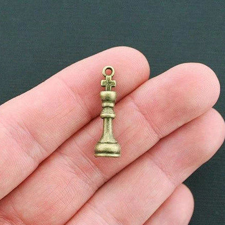 6 Chess Antique Bronze Tone Charms 3D - BC286