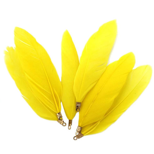 Pendentifs plumes - ton or et jaune - 6 pièces - Z703