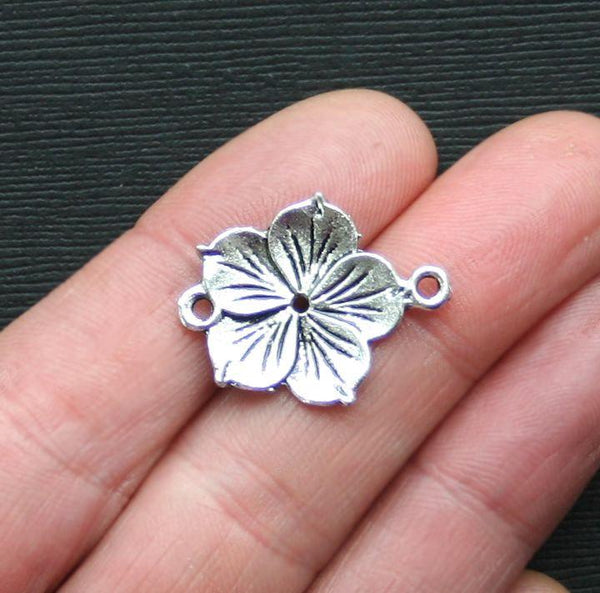 6 breloques de ton argent antique de connecteur de fleur - SC2859