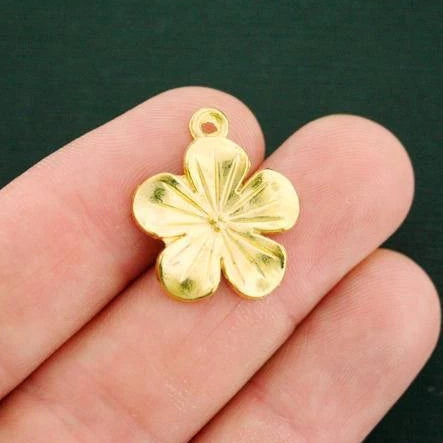 6 Flower Gold Tone Charms - GC408