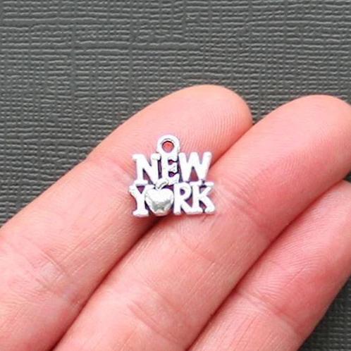 6 New York Antique Silver Tone Charms - SC2309