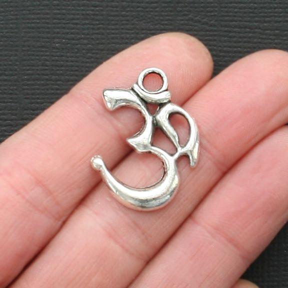 6 OM Antique Silver Tone Charms - SC3239