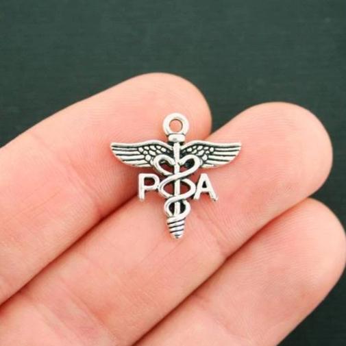 6 Physician Assistant Antique Silver Tone Charms - SC7484