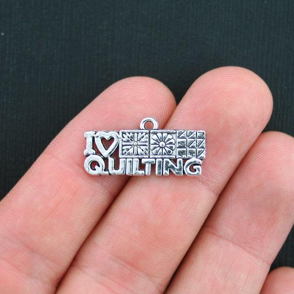 6 Quilting Antique Silver Tone Charms - SC3736