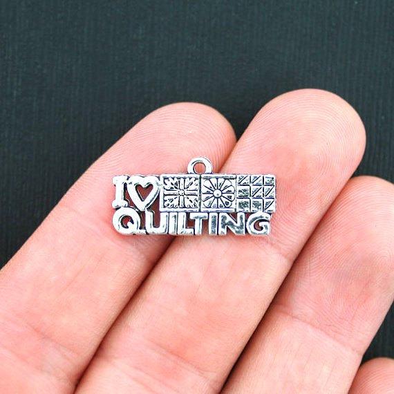6 Quilting Antique Silver Tone Charms - SC3736