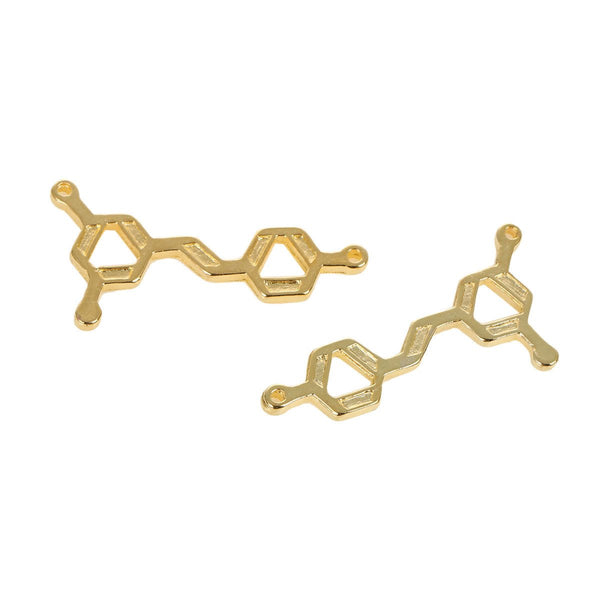 6 Red Wine Molecule Antique Gold Tone Charms - GC796