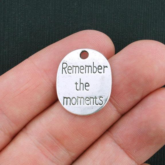 6 Souvenez-vous des moments Antique Silver Tone Charms - SC3478