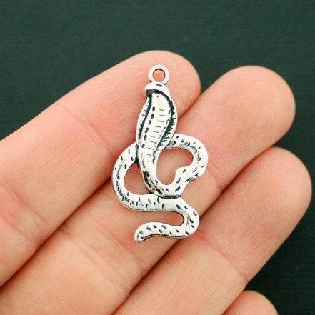 6 Snake Antique Silver Tone Charms - SC6783