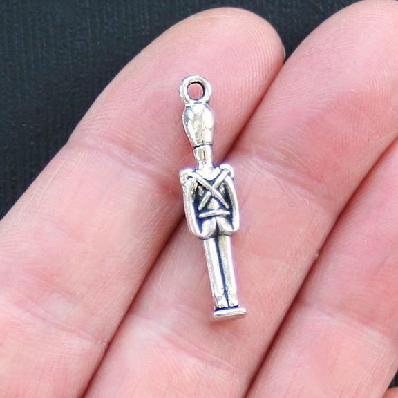 6 Soldier Antique Silver Tone Charms 2 Sided - SC2009