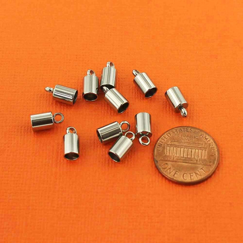 Embouts de cordon en acier inoxydable - 10 mm x 5 mm - 6 pièces - FD220