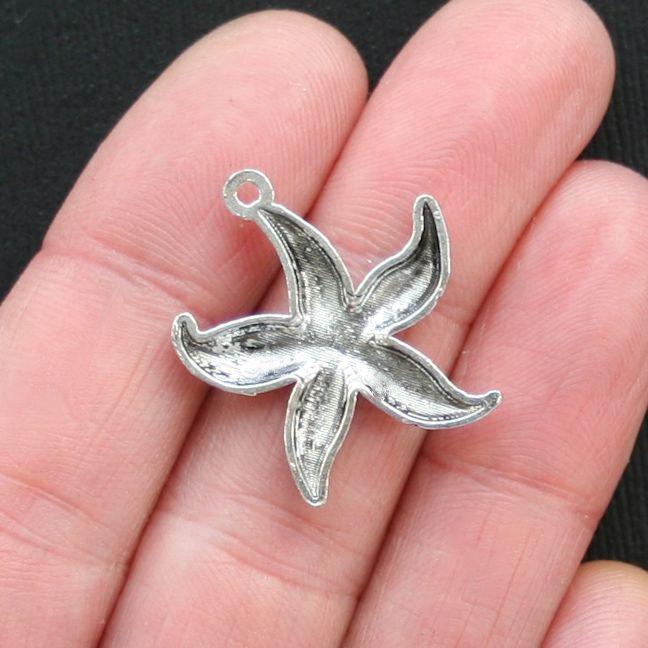 6 Starfish Antique Silver Tone Charms - SC2793