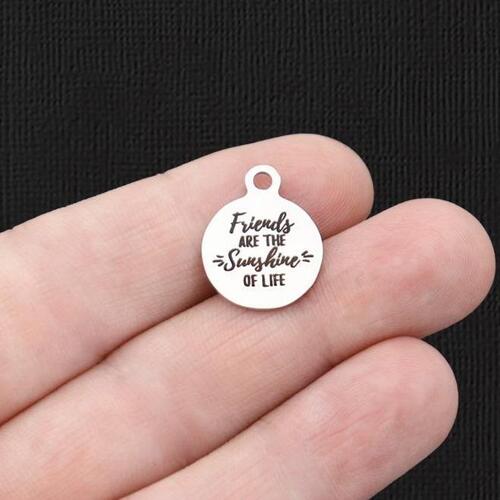 Friends Stainless Steel Small Round Charms - are the sunshine of life - BFS002-6002