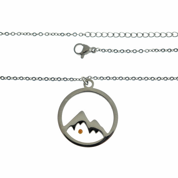 Colliers de chaîne de câble en acier inoxydable 17,71 "avec pendentif de graine de moutarde de créativité - 5 colliers - Z135
