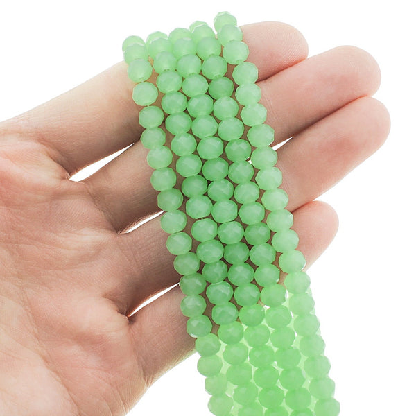 Perles d'Imitation Jade à Facettes 6mm x 4mm - Vert Menthe - 1 Rang 95 Perles - BD2699
