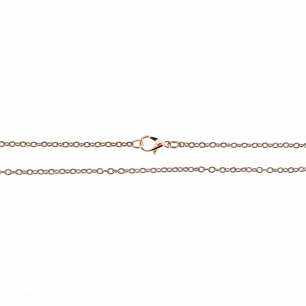 Rose Gold Tone Cable Chain Necklace 24.5"- 2mm - 1 Necklace - N592