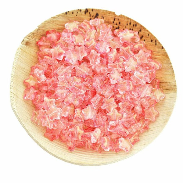 Perles de Verre Étoile 8mm - Rose Galvanisé - 10 Perles - BD2589