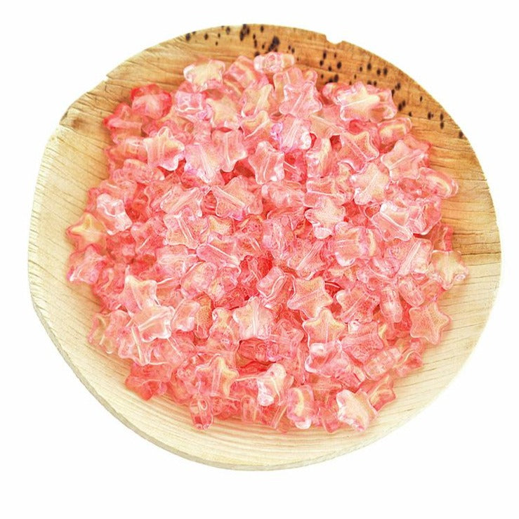 Star Glass Beads 8mm - Electroplated Pink - 10 Beads - BD2589