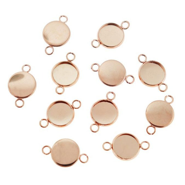 Rose Gold Stainless Steel Cabochon Connector Settings - 10mm Tray - 4 Pieces - CBS015