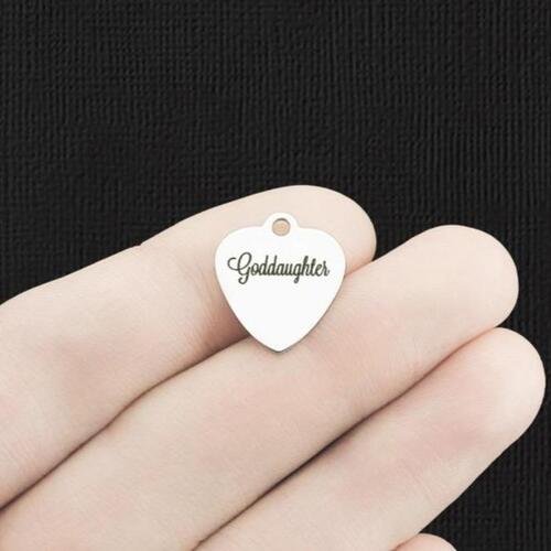 Goddaughter Stainless Steel Small Heart Charms - BFS012-6075