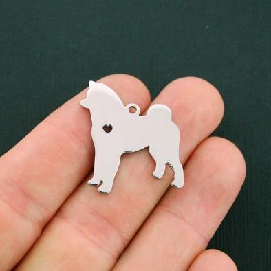 Akita Silver Tone Stainless Steel Charms 2 Sided - MT426