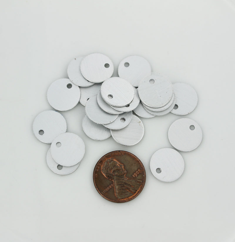 Circle Stamping Blanks - Silver Brushed Aluminum - 12.5mm - 10 Tags - MT292