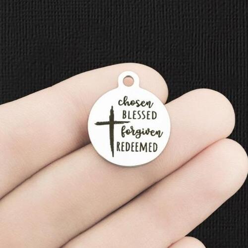 Chosen Blessed Stainless Steel Charms - Forgiven Redeemed - BFS001-6086