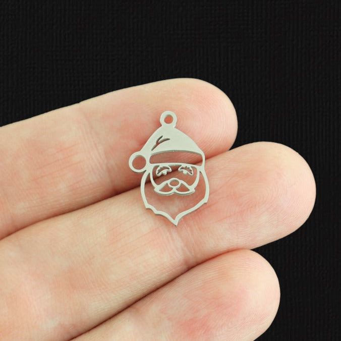 BULK 10 Santa Silver Tone Stainless Steel Charms - SSP595