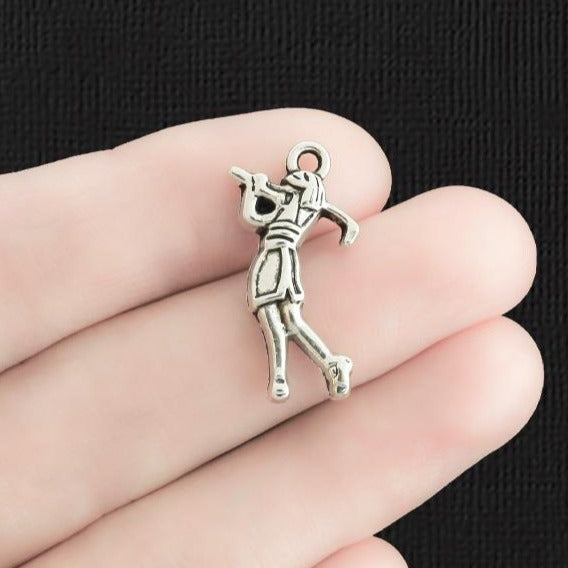 8 Golf Antique Silver Tone Charms - SC3883