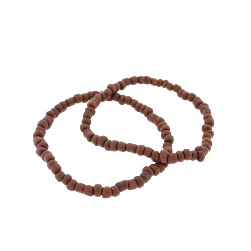 Bracelets en perles de verre - 65 mm - Marron - 5 bracelets - BB111