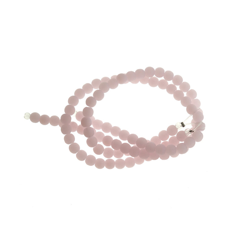 Round Cultured Sea Glass Beads 4mm - Blossom Pink - 1 Strand 48 Beads - U161