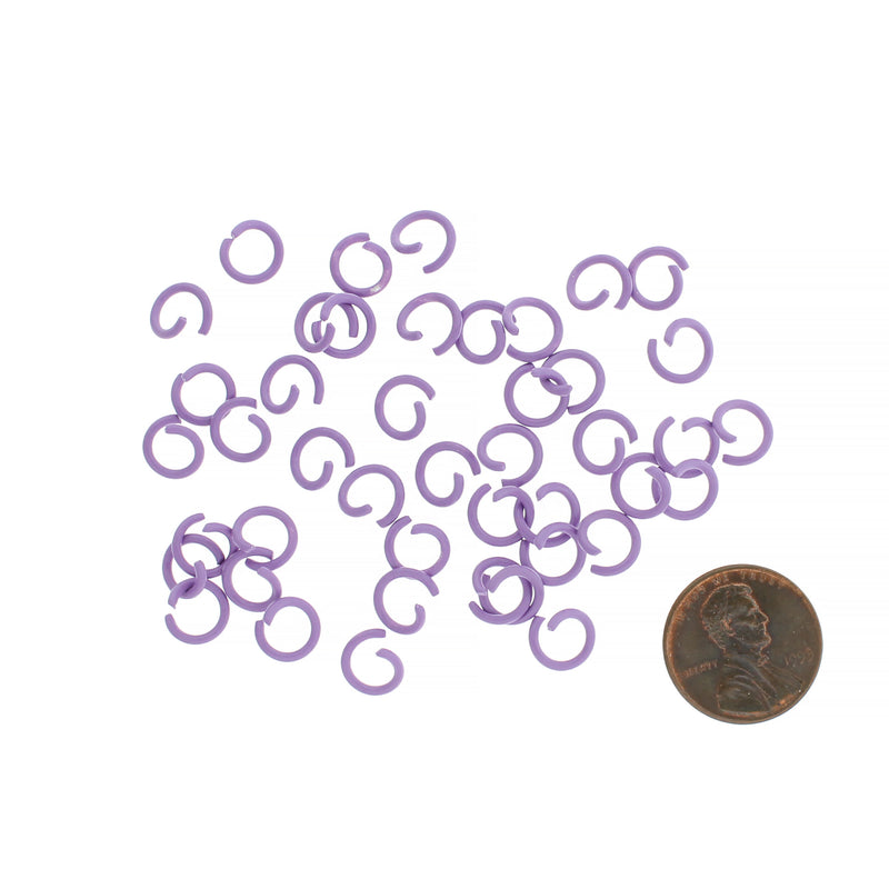 Purple Enamel Plated Jump Rings 8mm x 1.2mm - Open 16 Gauge - 50 Rings - J096