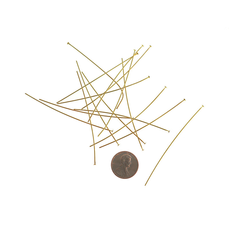 Gold Tone Brass Flat Head Pins - 70mm - 50 Pins - PIN060