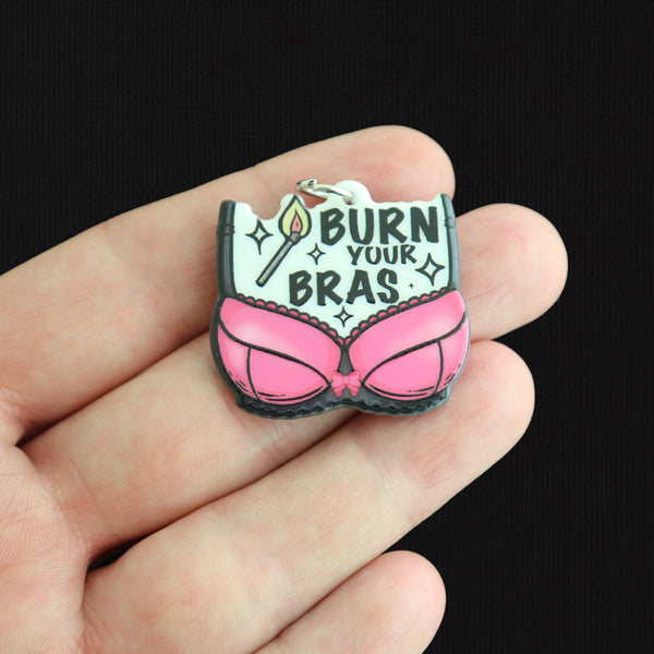 2 Burn Your Bras Acrylic Charms 2 Sided - K675