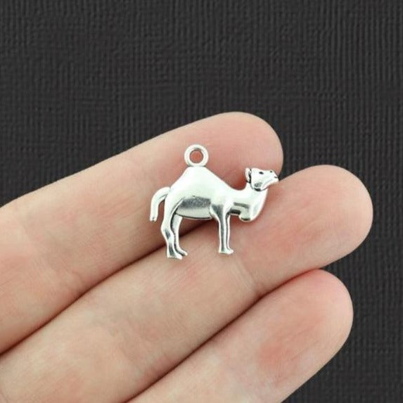 10 Camel Antique Silver Tone Charms 2 Sided - SC5854