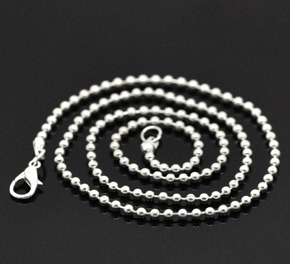 4 Silver Tone Ball Chain Necklaces 20" - 2.3mm - 4 Necklaces - N009