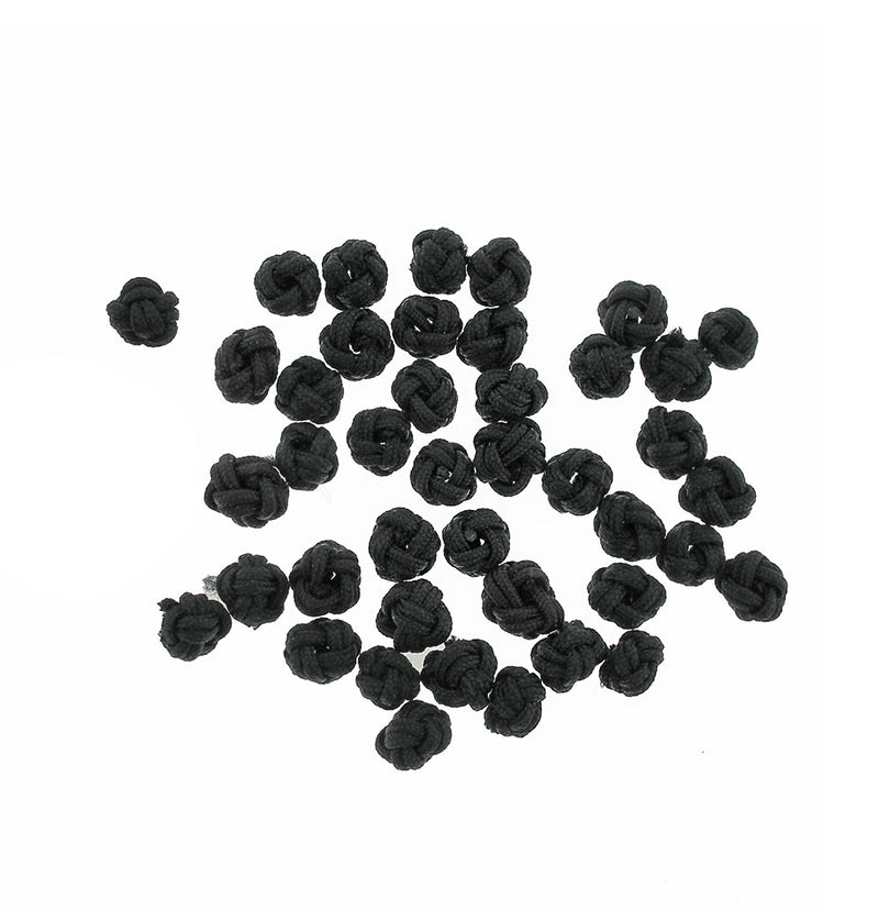 Round Polyester Knot Beads 5mm x 6mm - Midnight Black - 20 Beads - BD422