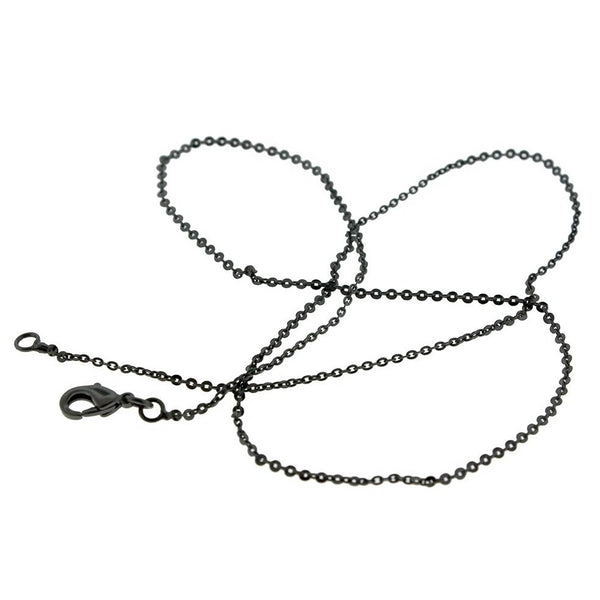 Black Tone Cable Chain Necklace 16" - 1.5mm - 10 Necklaces - N539