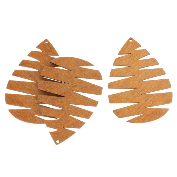 Breloques en bois naturel à 4 feuilles 2 faces - WP433