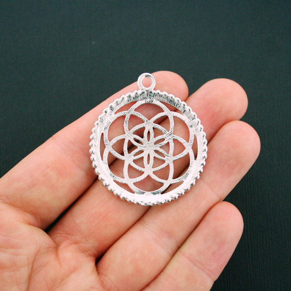 4 Seed of Life Antique Silver Tone Charms - SC5938