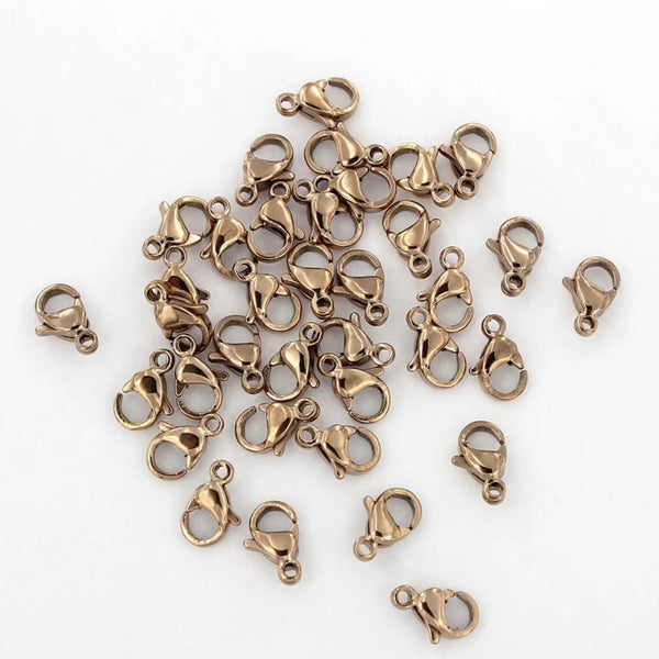 Fermoirs Homard en Acier Inoxydable Or Rose 9mm x 5mm - 5 Fermoirs - FD609