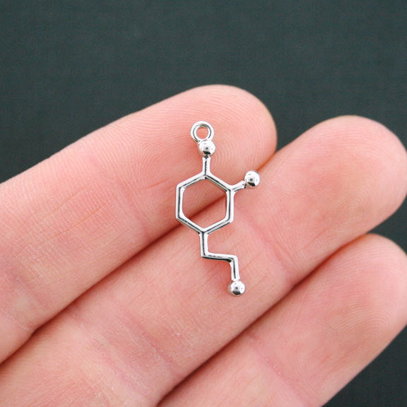 4 Dopamine Molecule Antique Silver Tone Charms - SC5291